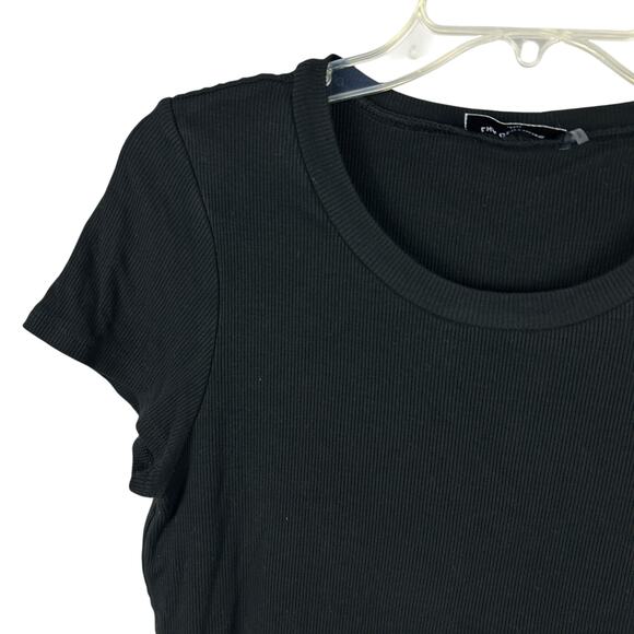 LNA Evereve Harrison Black Double Layer Crew Neck Short Sleeve Tee L - Picture 6 of 8